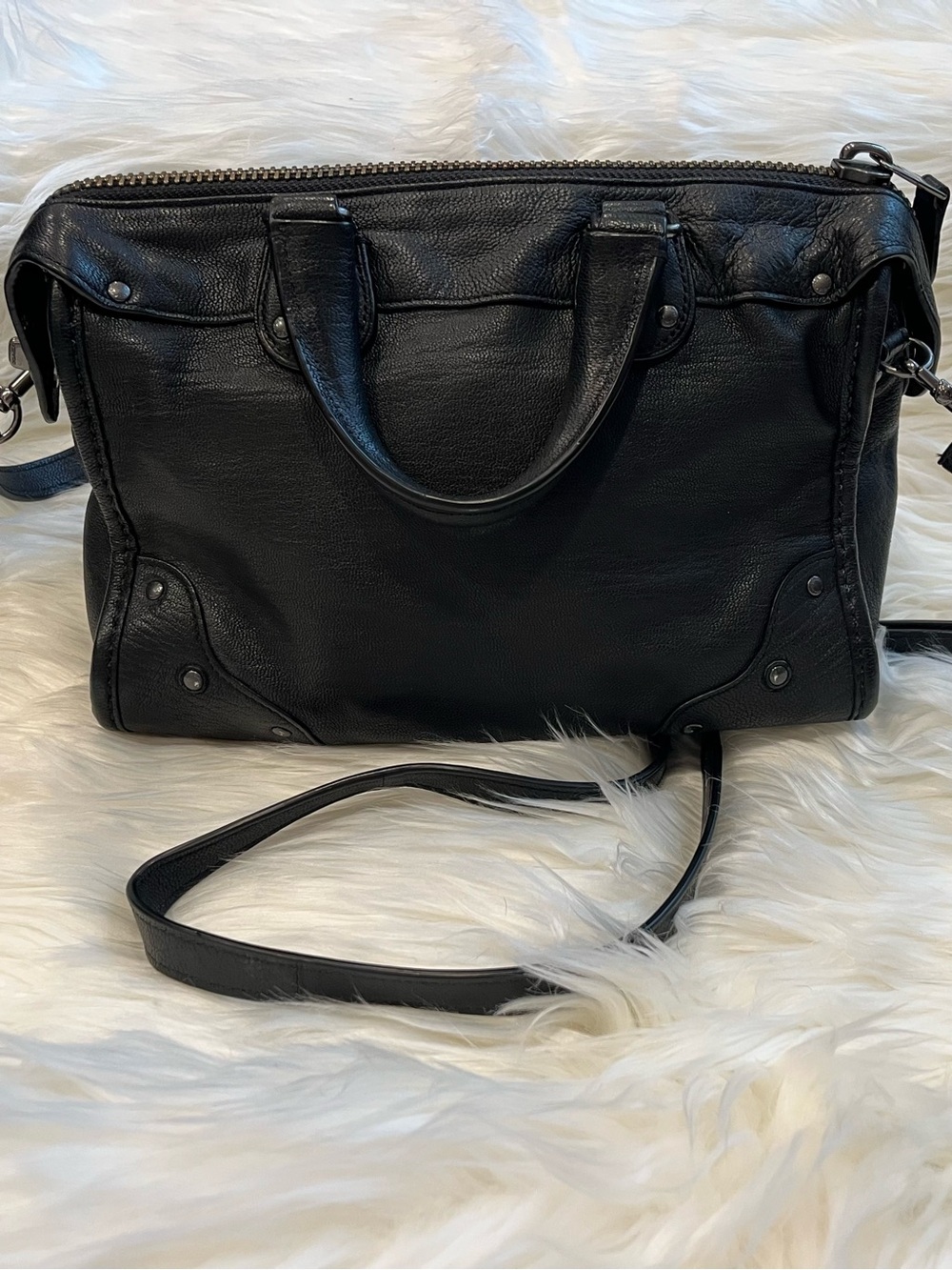 Vintage Coach Black Leather Rhyder Satchel Crossbody with Strap - Picture 2 of 9